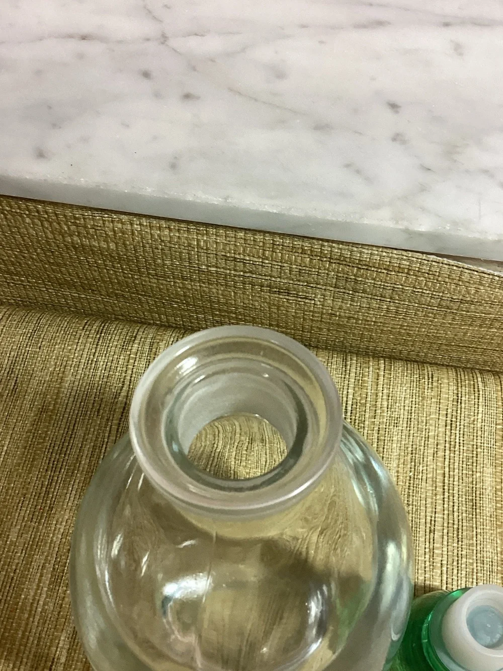 Green Glass Decanter with Green Tulip  Stopper - Decorative Bar Accessory
